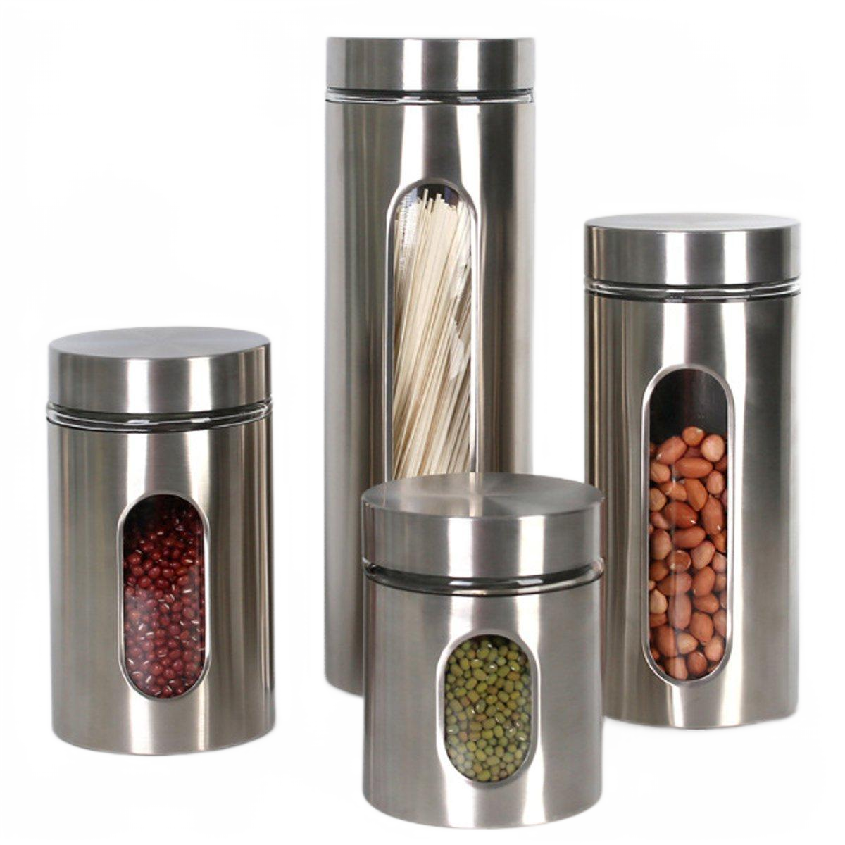 4st Rostfritt Stål Förvaringsburk Te Kaffe Socker Kök 3 4st Rostfritt Stål Förvaringsburk Te Kaffe Socker Kök