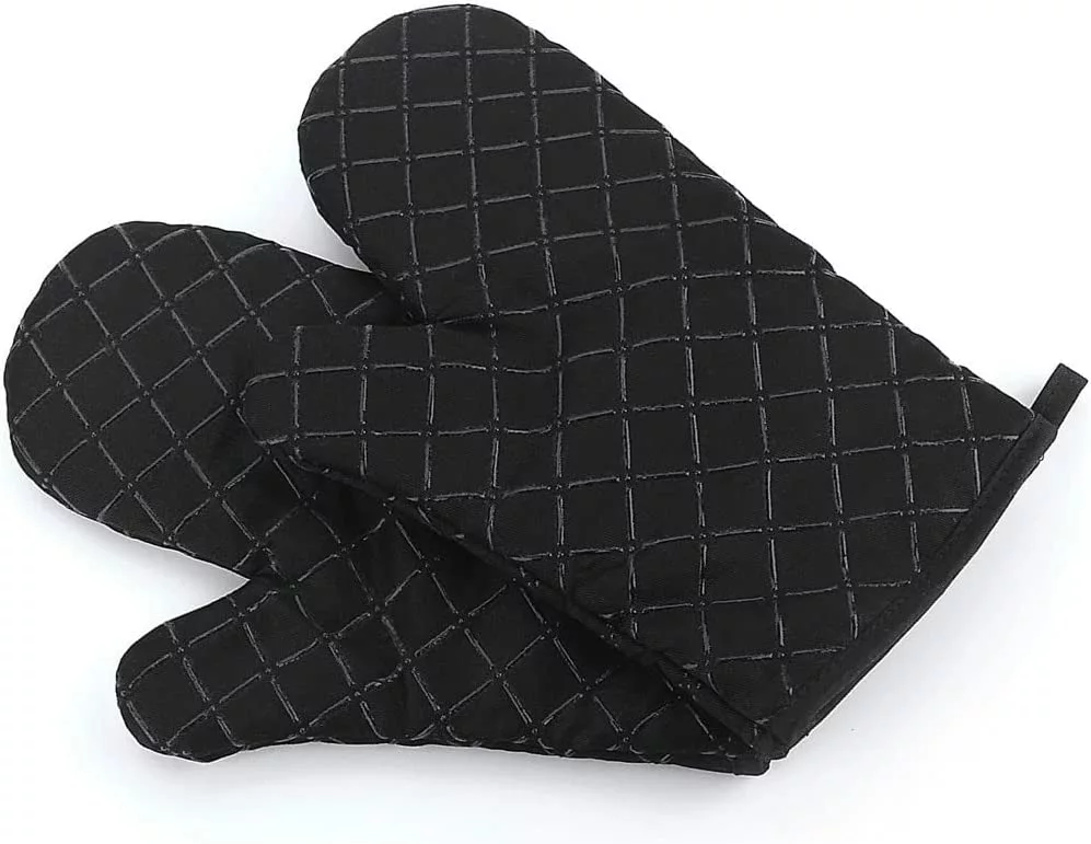 Premium Anti-Slip Ugnshandskar För Kök (1 Par) Upp Till 240 °C Black 3 Premium Anti-Slip Ugnshandskar För Kök (1 Par) Upp Till 240 °C Black