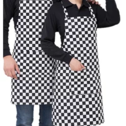 Förkläde Kock Matlagning Unisex Skydd Kök Grill Grilla, Rutig Svart Och Vit Rutig