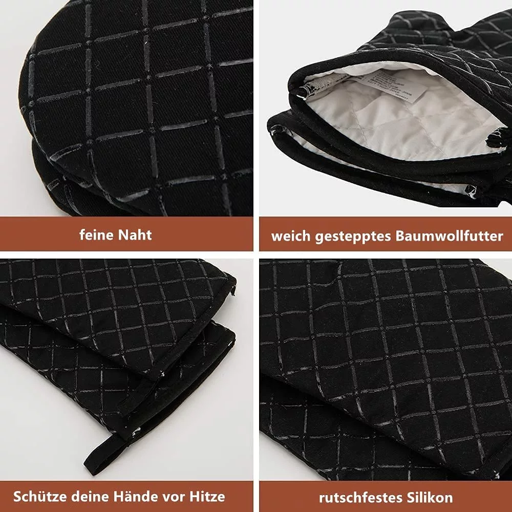 Premium Anti-Slip Ugnshandskar För Kök (1 Par) Upp Till 240 °C Black 5 Premium Anti-Slip Ugnshandskar För Kök (1 Par) Upp Till 240 °C Black - Bild 3