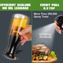 Kök/BBQ Glasolja Sprayflaska Finfördelning Oljekontroll Pott Black -Köksmaterial Försäljningsbutik 4 4