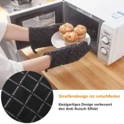 Premium Anti-Slip Ugnshandskar För Kök (1 Par) Upp Till 240 °C Black 12 Premium Anti-Slip Ugnshandskar För Kök (1 Par) Upp Till 240 °C Black -Köksmaterial Försäljningsbutik 5 1