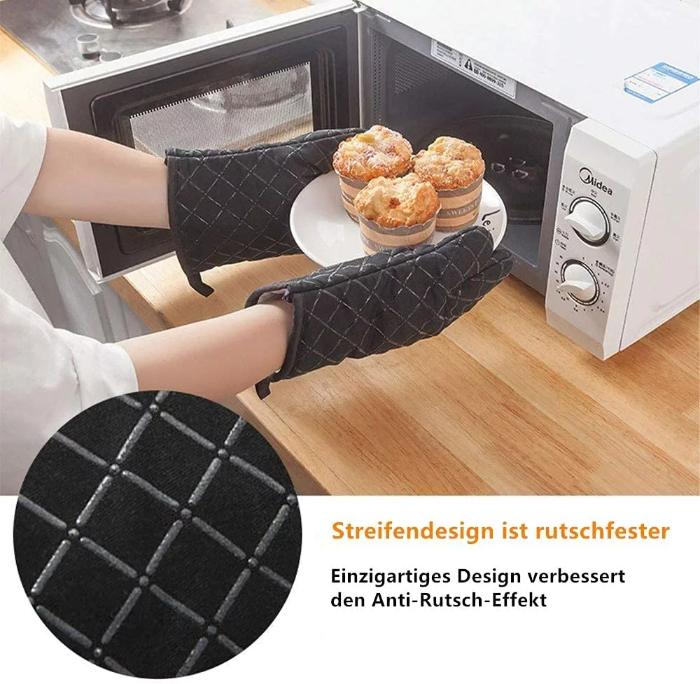 Premium Anti-Slip Ugnshandskar För Kök (1 Par) Upp Till 240 °C Black 7 Premium Anti-Slip Ugnshandskar För Kök (1 Par) Upp Till 240 °C Black - Bild 5
