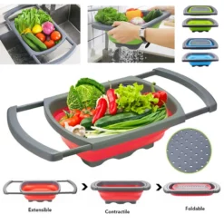 Kök Silikon Folding Sil Skål Avlopp Vattenfilterkorg Green