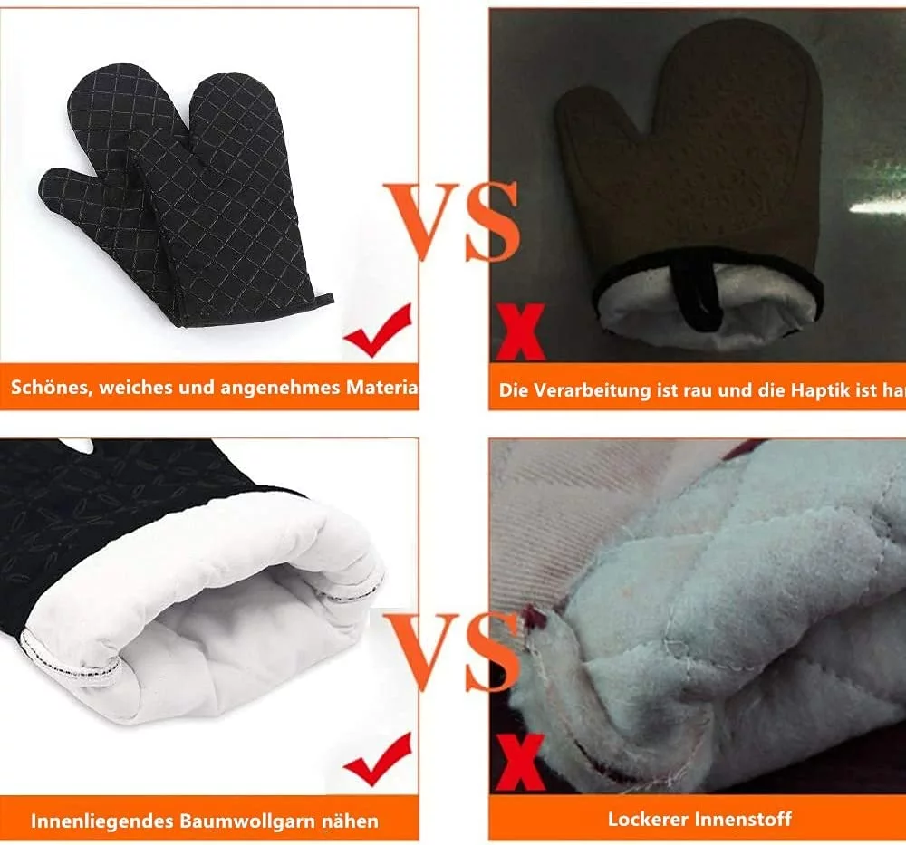 Premium Anti-Slip Ugnshandskar För Kök (1 Par) Upp Till 240 °C Black 8 Premium Anti-Slip Ugnshandskar För Kök (1 Par) Upp Till 240 °C Black - Bild 6