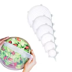 Återanvändningsbara Miljövänliga Elastiska Lock Förvaring Kök Transparent 13 Återanvändningsbara Miljövänliga Elastiska Lock Förvaring Kök Transparent -Köksmaterial Försäljningsbutik 6 pack elastiska lock forslutning for matlador tojbara koksforvaring matrester kylskap 2