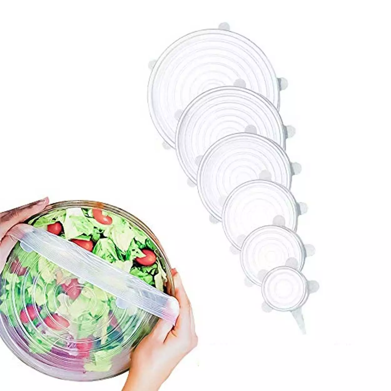 Återanvändningsbara Miljövänliga Elastiska Lock Förvaring Kök Transparent 8 Återanvändningsbara Miljövänliga Elastiska Lock Förvaring Kök Transparent - Bild 6