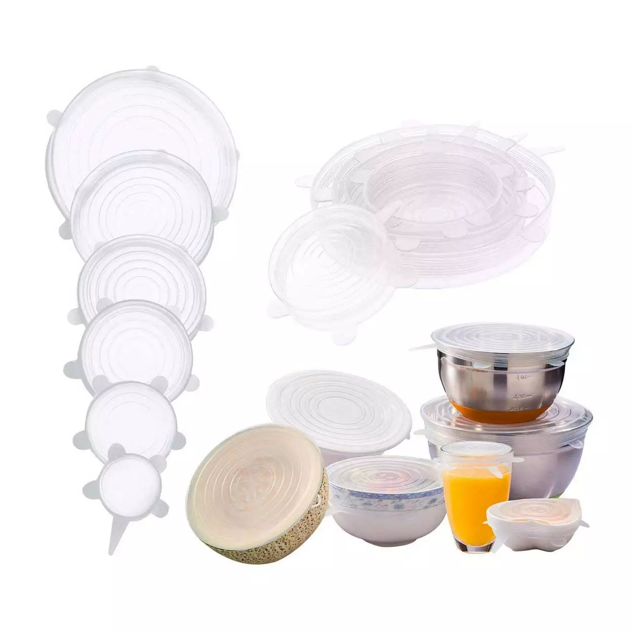 Återanvändningsbara Miljövänliga Elastiska Lock Förvaring Kök Transparent 4 Återanvändningsbara Miljövänliga Elastiska Lock Förvaring Kök Transparent - Bild 2