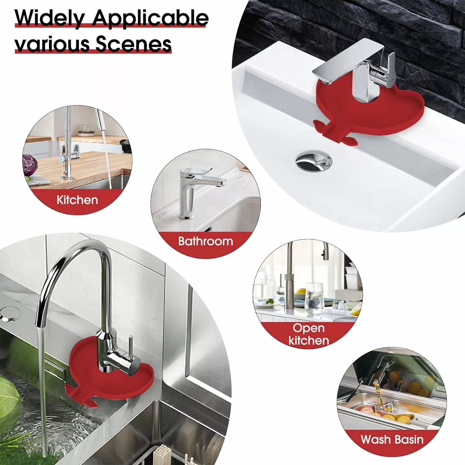 Silikon Kranmatta För Kök Badrum 2st Röd Gul Blomma 4 Silikon Kranmatta För Kök Badrum 2st Röd Gul Blomma - Bild 2