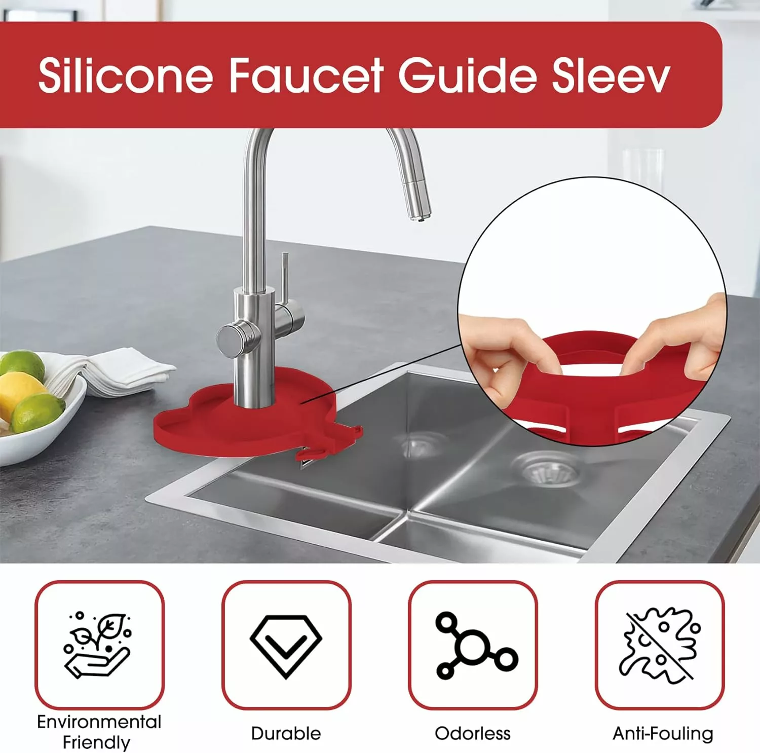 Silikon Kranmatta För Kök Badrum 2st Röd Gul Blomma 6 Silikon Kranmatta För Kök Badrum 2st Röd Gul Blomma - Bild 4