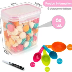 Förvaringsburkar Set Med 6 1,6L - För Kök, Lufttäta Förvaringsbehållare 10 Förvaringsburkar Set Med 6 1,6L - För Kök, Lufttäta Förvaringsbehållare -Köksmaterial Försäljningsbutik 71ga Vkm7d9 L AC SL1500