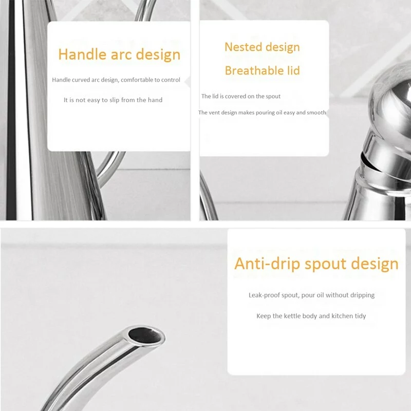 Burkar För Spice Olivolja Dispenser, Kök Rostfritt Stål 7 Burkar För Spice Olivolja Dispenser, Kök Rostfritt Stål - Bild 5