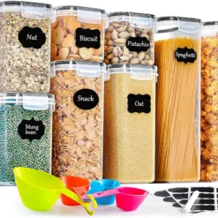 Maihe Förvaringsburkar Set Om 8, Förvaringslåda Kök Lufttät Plast