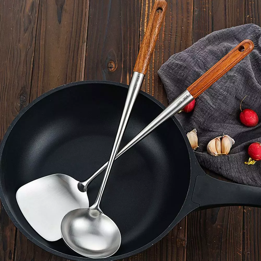 Rostfritt Stål Wok Spatel Slev 17 Tum Spatel Hem Kök Silver+log ColorA Shovel 5 Rostfritt Stål Wok Spatel Slev 17 Tum Spatel Hem Kök Silver+log ColorA Shovel - Bild 3