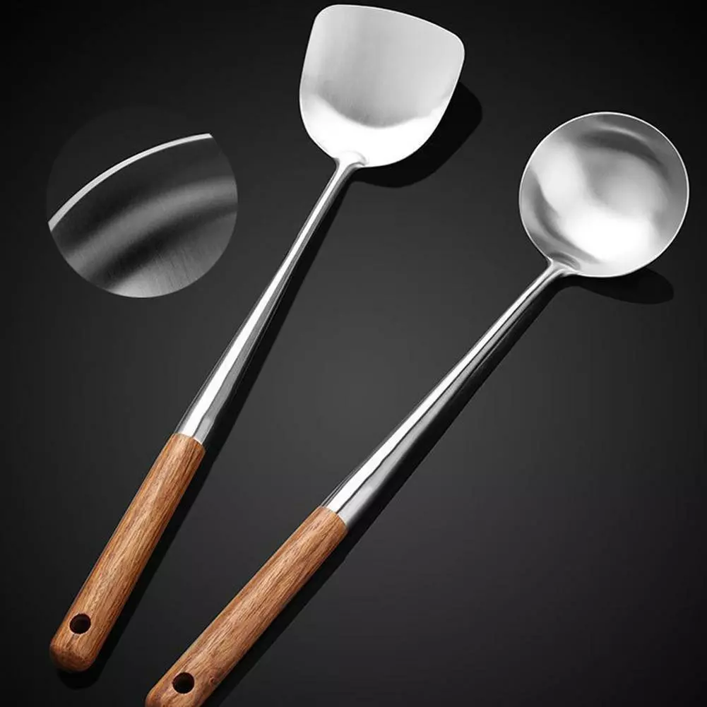 Rostfritt Stål Wok Spatel Slev 17 Tum Spatel Hem Kök Silver+log ColorA Shovel 6 Rostfritt Stål Wok Spatel Slev 17 Tum Spatel Hem Kök Silver+log ColorA Shovel - Bild 4