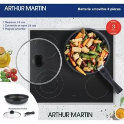 Arthur Martin AM3360 3 Rum Kök Batteri - Sauteuse 24 Cm - Aluminium - Alla Ljus Inklusive Induktion -Köksmaterial Försäljningsbutik ART3508510065009 2
