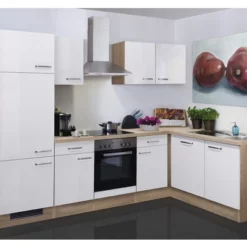 L-kök Valero 280x170 Cm Inkl. Vitvaror Vit Blank/sonomaek 00010836