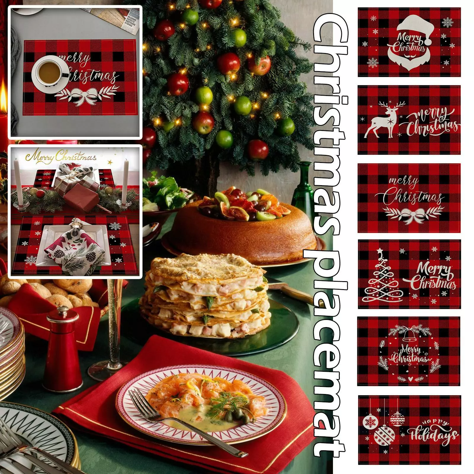 Jul Bordstabletter Xmas Pläd Värmeisolering Mat Kök Ta 2207293-1( One-size 4 Jul Bordstabletter Xmas Pläd Värmeisolering Mat Kök Ta 2207293-1( One-size - Bild 2