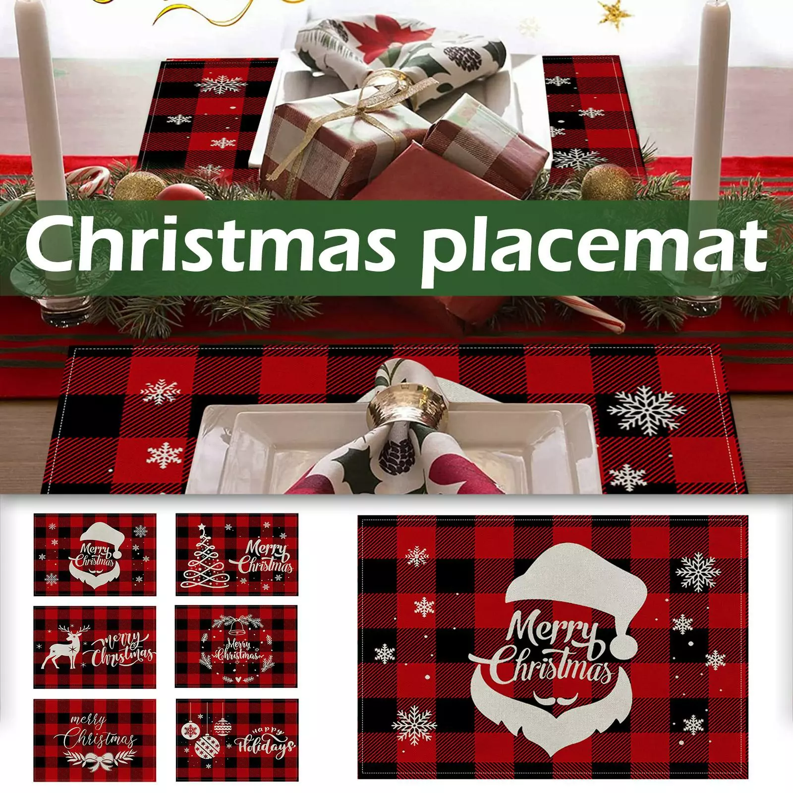 Jul Bordstabletter Xmas Pläd Värmeisolering Mat Kök Ta 2207293-1( One-size 5 Jul Bordstabletter Xmas Pläd Värmeisolering Mat Kök Ta 2207293-1( One-size - Bild 3