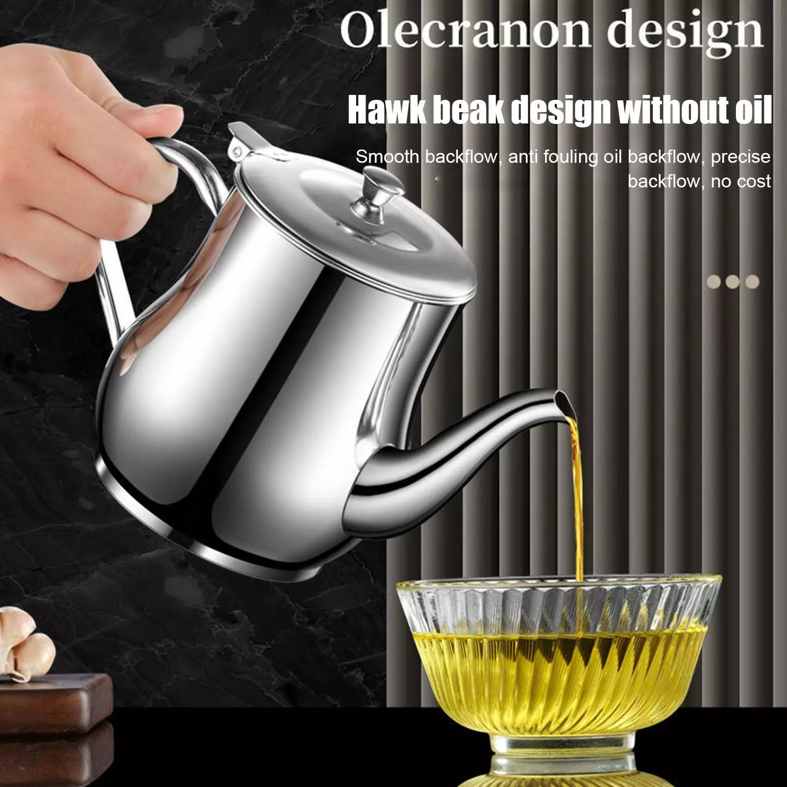 Kök Rostfritt Stål Oljesil Pot Fettbehållare Kanna St SilverA 24oz 6 Kök Rostfritt Stål Oljesil Pot Fettbehållare Kanna St SilverA 24oz - Bild 4