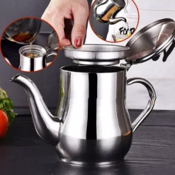 Kök Rostfritt Stål Oljesil Pot Fettbehållare Kanna St SilverA 24oz 10 Kök Rostfritt Stål Oljesil Pot Fettbehållare Kanna St SilverA 24oz -Köksmaterial Försäljningsbutik KIT4193g08