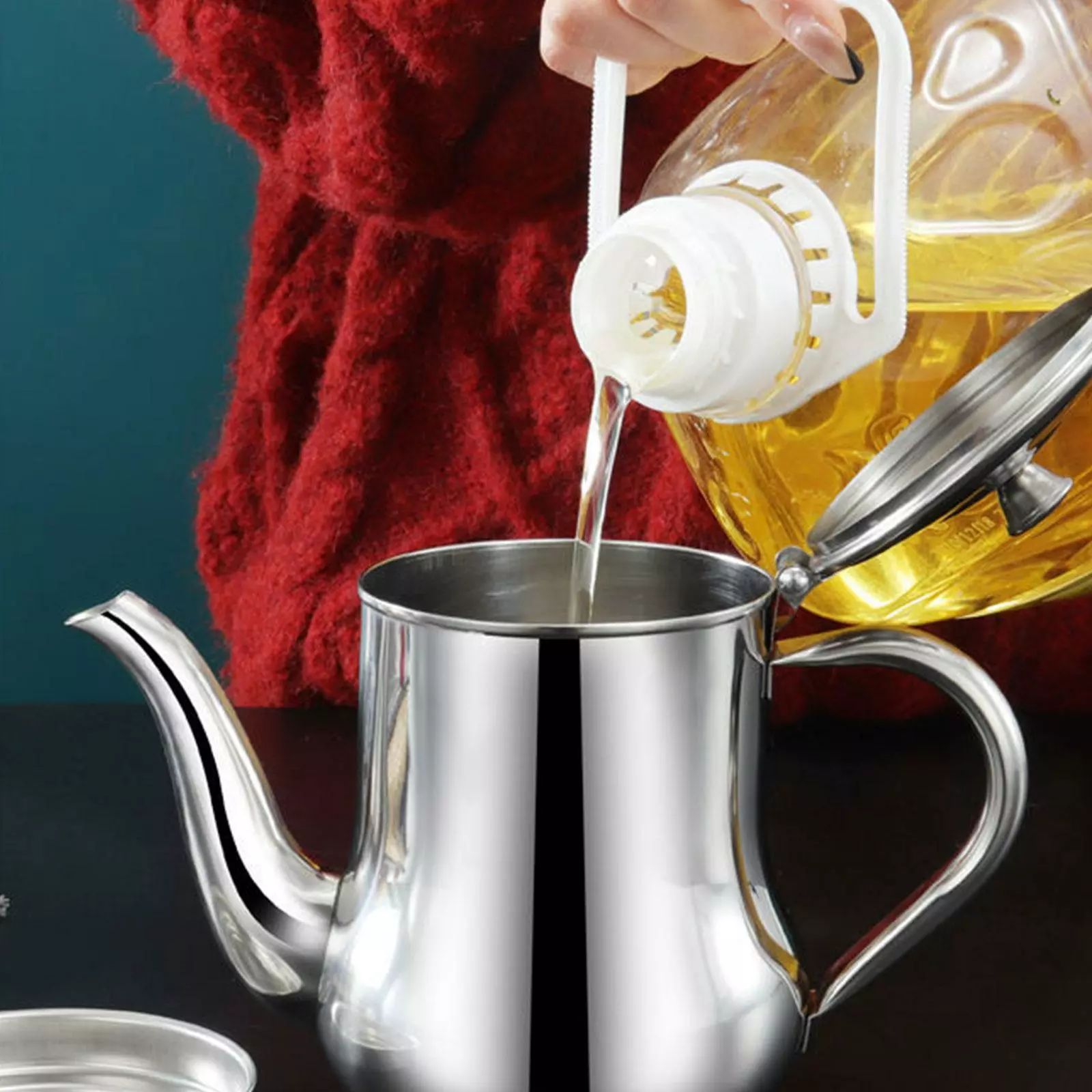 Kök Rostfritt Stål Oljesil Pot Fettbehållare Kanna St SilverD 18oz 4 Kök Rostfritt Stål Oljesil Pot Fettbehållare Kanna St SilverD 18oz - Bild 2