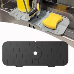 Kök Silikon Diskbänk Blandare Mat Handfat Stänkskydd Badrum Wat Black