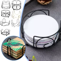 Underläggshållare Förvaringsställ Kök Båda Runda Fyrkantiga Glasunderlägg H Black2 11.4*11.4*5.2cm -Köksmaterial Försäljningsbutik RAB0139g08
