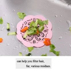 Framsida -Köksmaterial Försäljningsbutik TPR Flower Shape Anti blocking Kitchen Floor Drain Plug Basin Sink Filter Hair Catcher Sink Net 1.jpg Q90 1