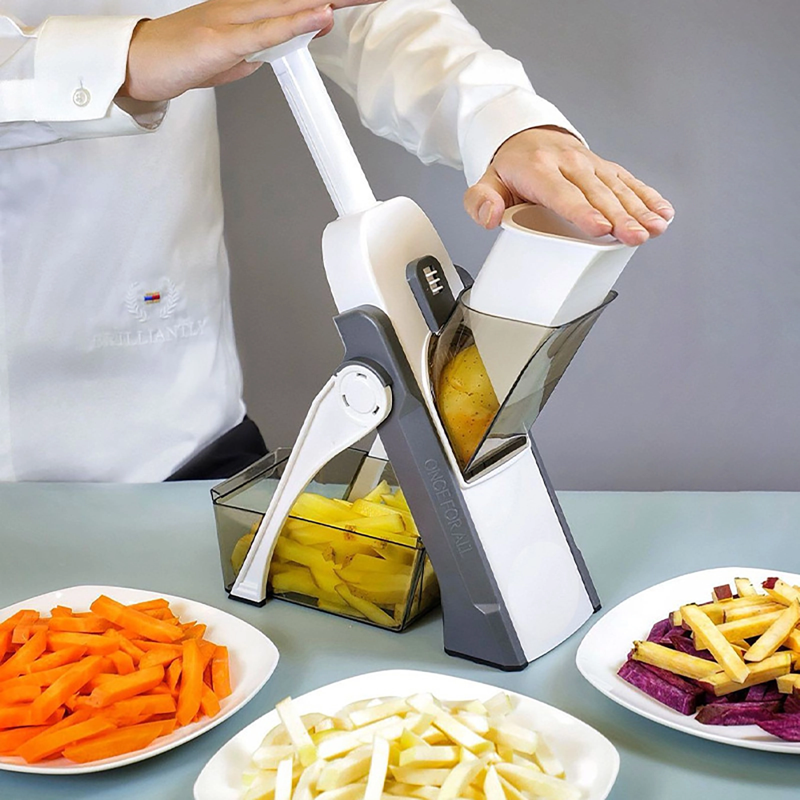 Multifunktionell Grönsak Ter Säkerhet Kök Slicer Sallad Ter Sid Grey 4 Multifunktionell Grönsak Ter Säkerhet Kök Slicer Sallad Ter Sid Grey - Bild 2