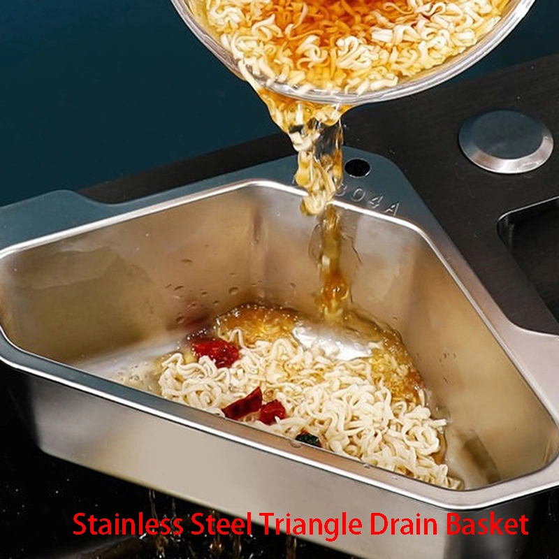 Rostfritt Stål Triangel Avloppskorg Med Sugkopp Kök N1 4 Rostfritt Stål Triangel Avloppskorg Med Sugkopp Kök N1 - Bild 2