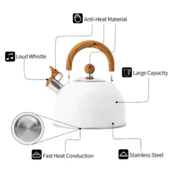 2,5L Visselpipa Vattenkokare / Tekanna / Hopfällbart Handtag / Kök White -Köksmaterial Försäljningsbutik Z2K0t1i4G5T0n5Q3j425