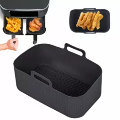 Silikon Pot Air Fryer Kök BBQ Platta Uppvärmning Bakpanna Black